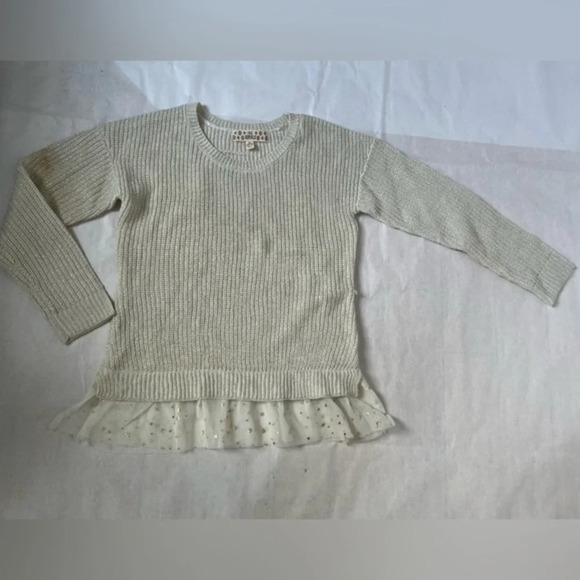 Pink Republic Sweater Metallic Gold Lace Trim Girls M For 10-12 Pullover Top - Picture 1 of 5